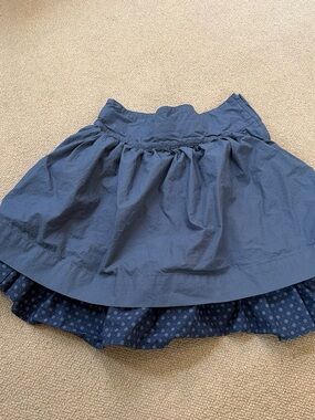 Girls' Navy Tiered Cotton Skirt with Printed Underlayer